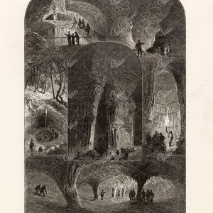 MAMMOTH CAVE Scenes, Kentucky USA. Picturesque America 1874