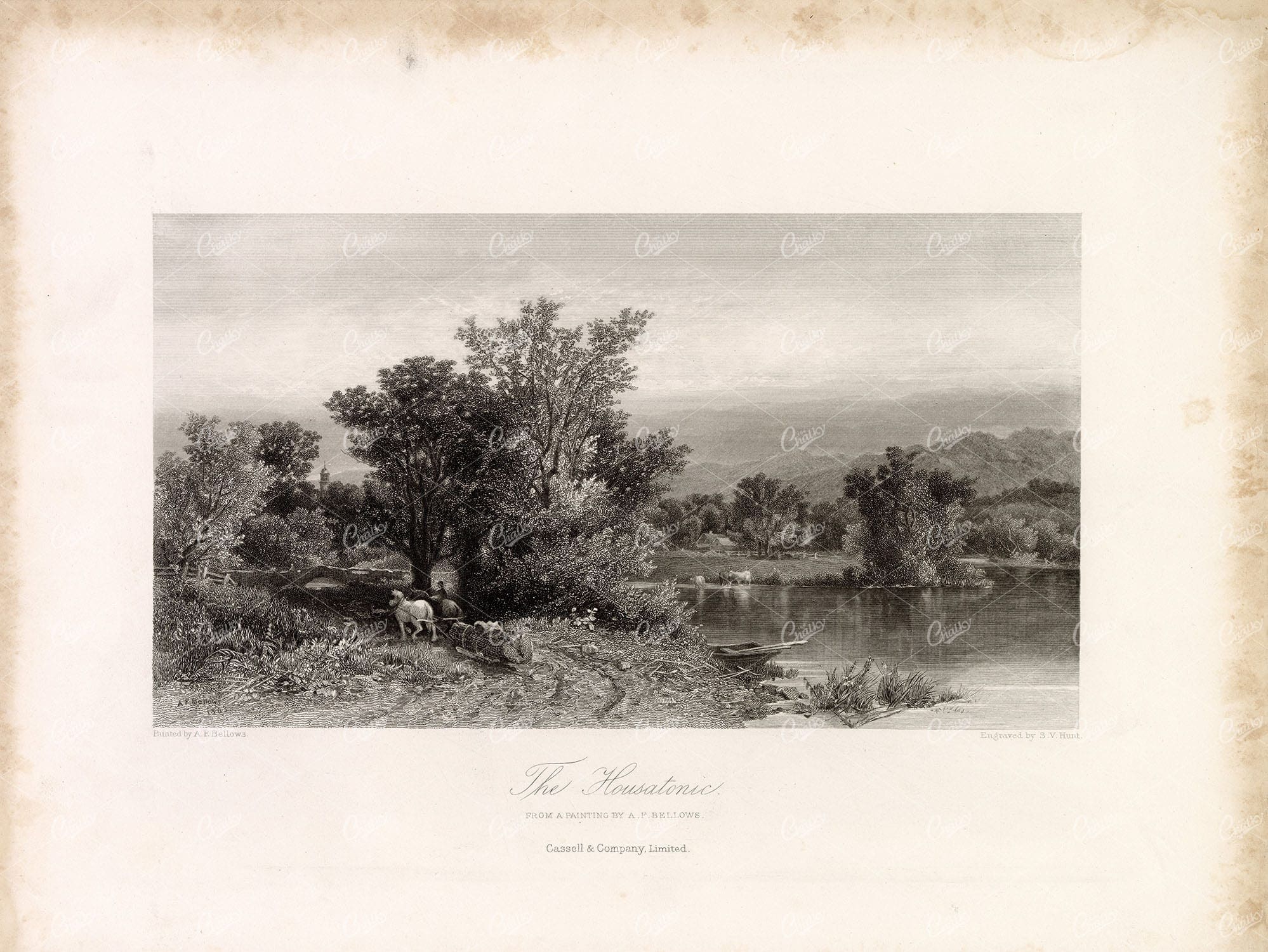 HOUSATONIC RIVER Scene from a Painting by A. F. BELLOWS 1874
