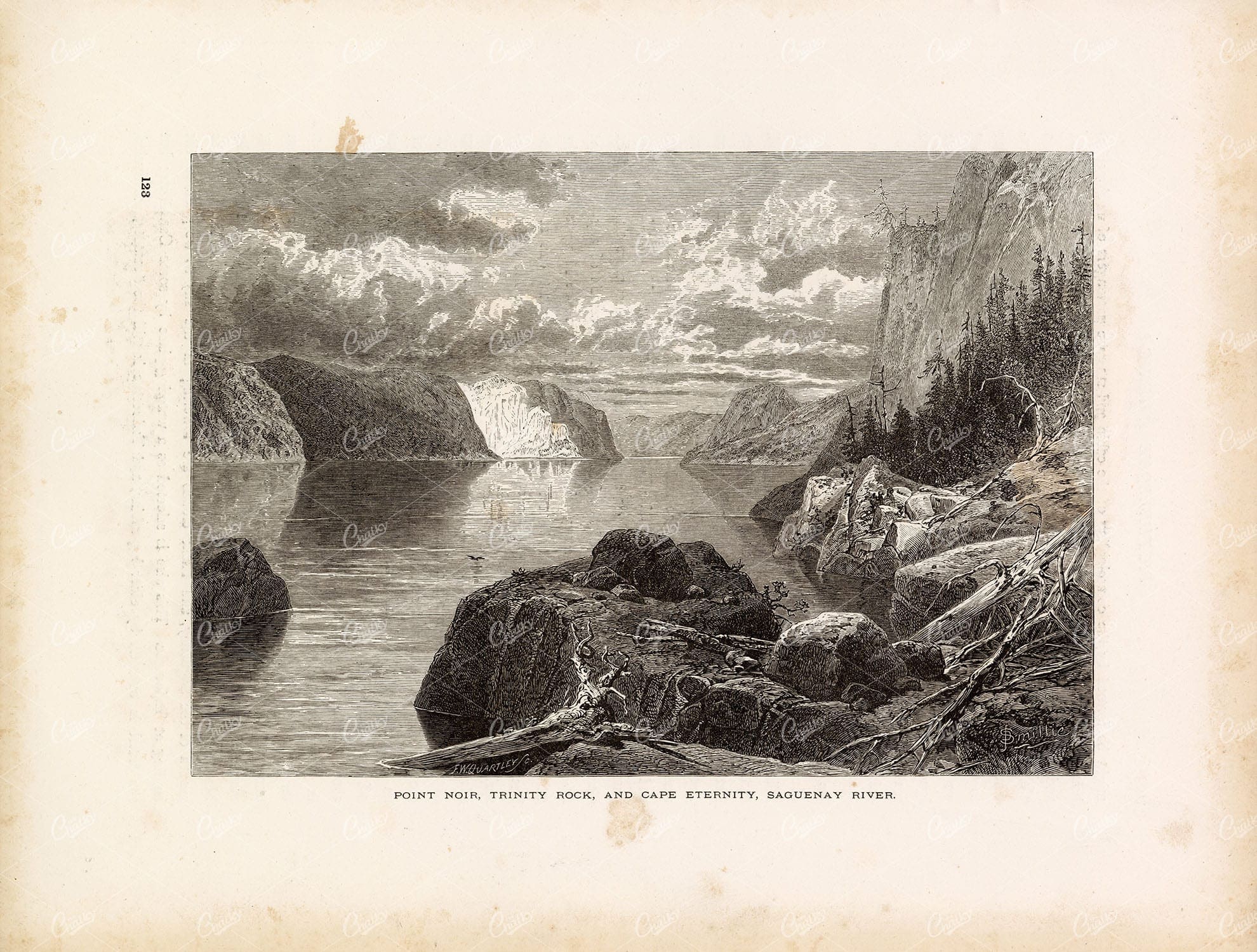 SAGUENAY River Bank, Quebec, Canada - Picturesque Lake Print 1874