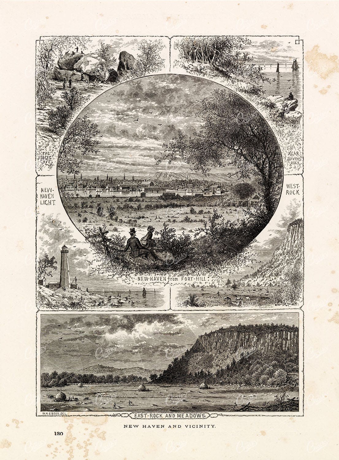 CONNECTICUT - New Haven, East Rock and Meadows, Judges Cave 1874