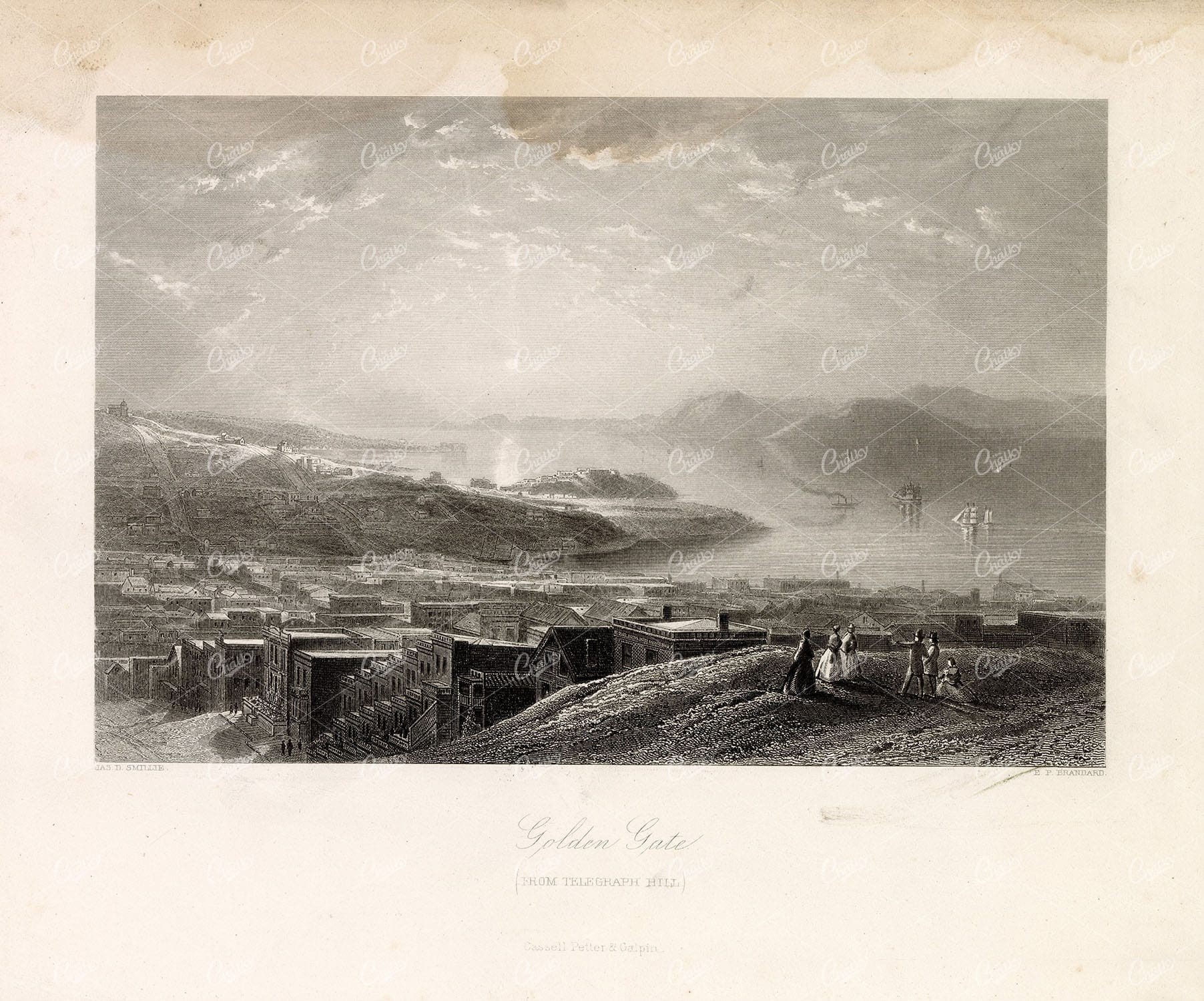 SAN FRANCISCO - Golden Gate (From Telegraph Hill) - Antique Original Print