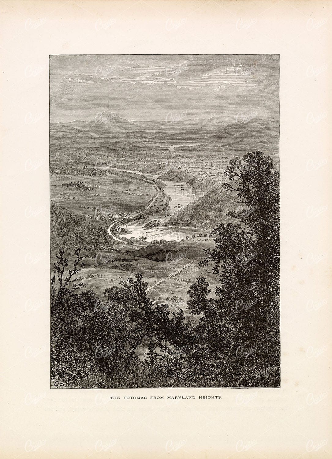 MARYLAND - The Potomac River from Maryland Heights - 1874 Engraving