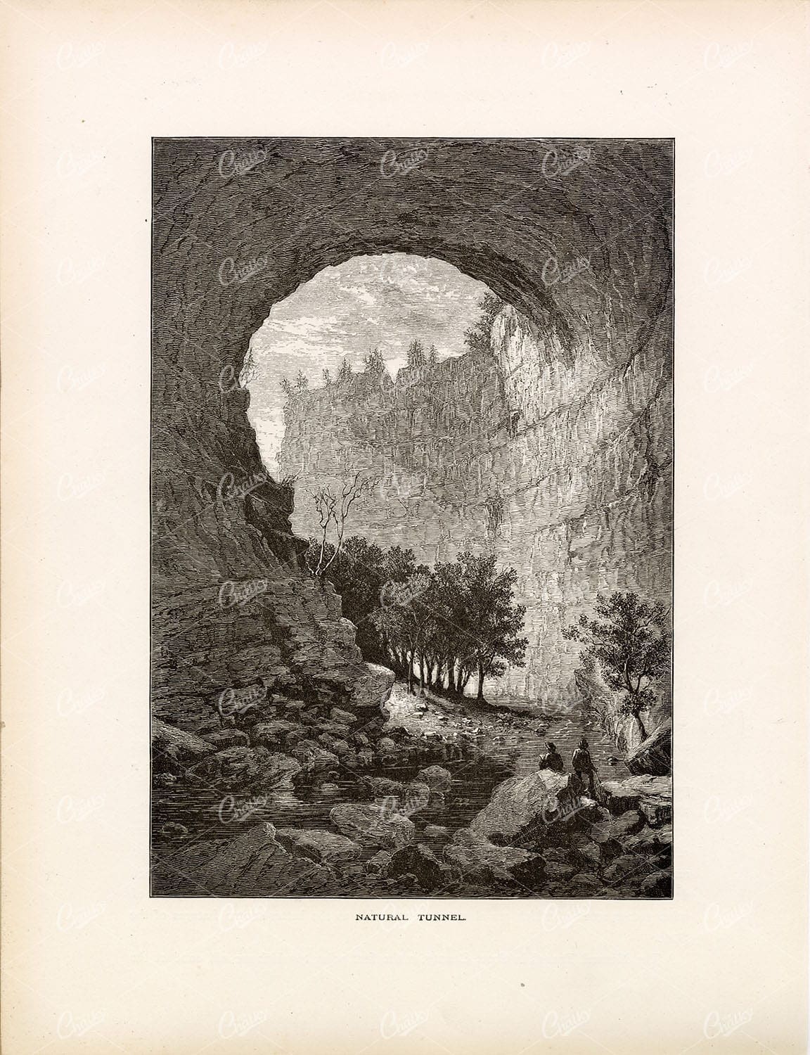 APPALACHIAN MOUNTAINS, Virginia - Natural Tunnel - American Antique Print