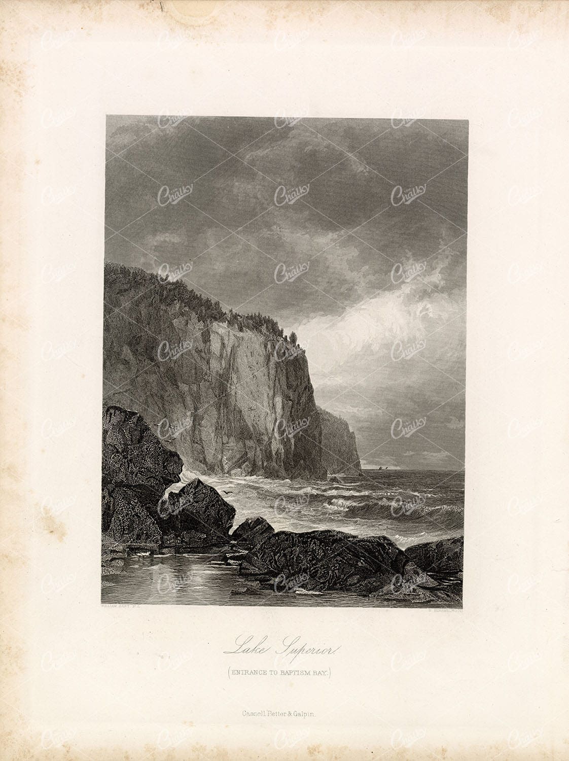 MINNESOTA - Lake Superior - Entrance to Baptism Bay - 1874 Antique Print