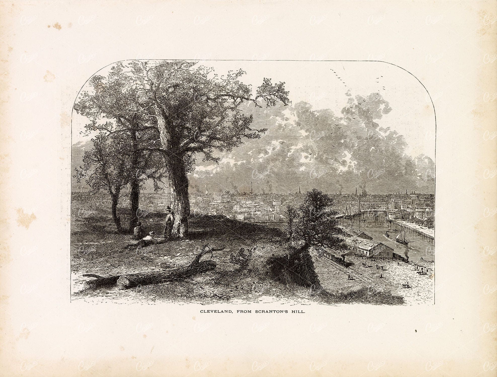 CLEVELAND From Scraton's Hill - Picturesque America 1874 Print