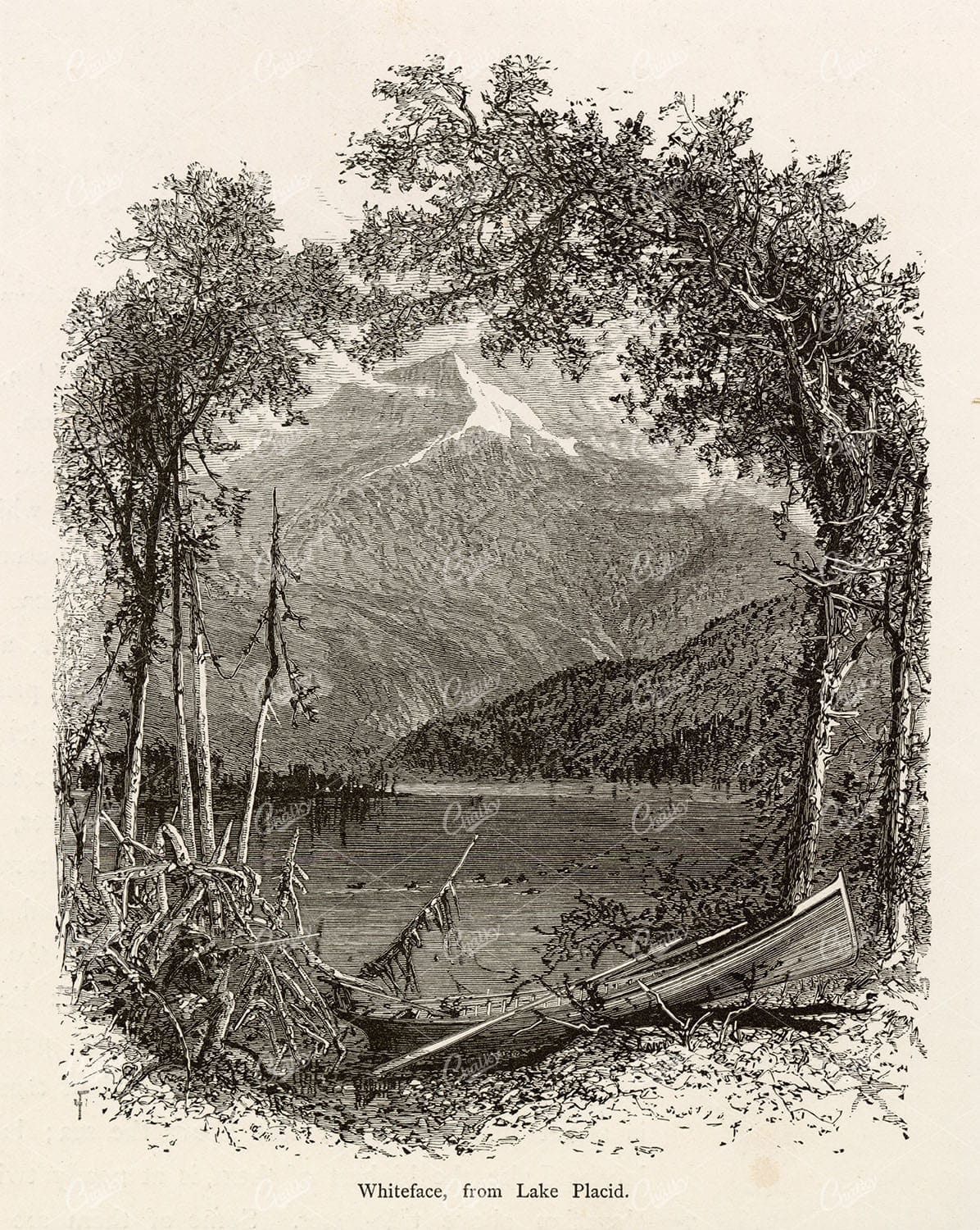 NEW YORK - Whiteface Mountain from Lake Pacid - American Landscape 1874