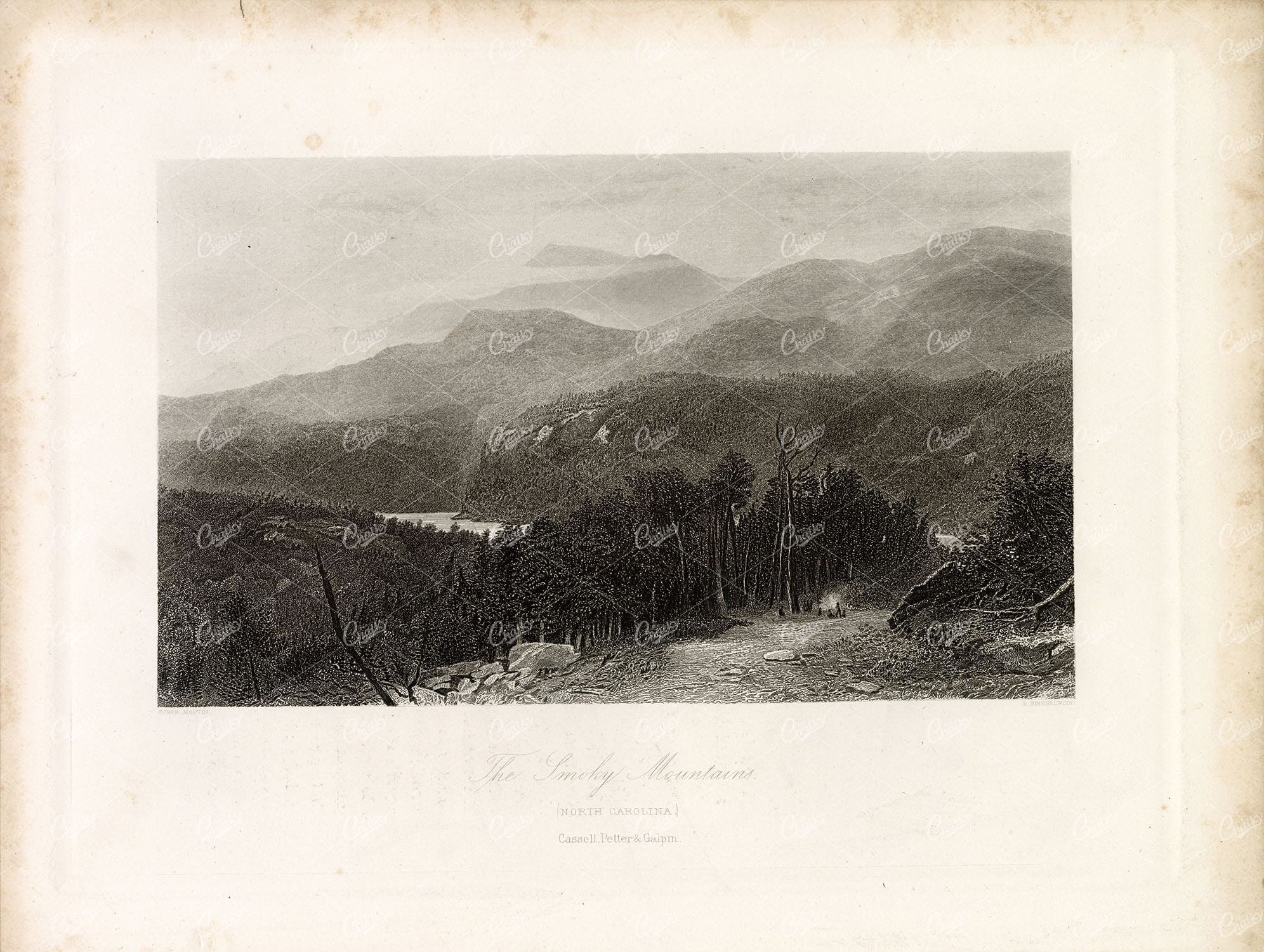 NORTH CAROLINA - The Great Smoky Mountains - Antique Engraving Print