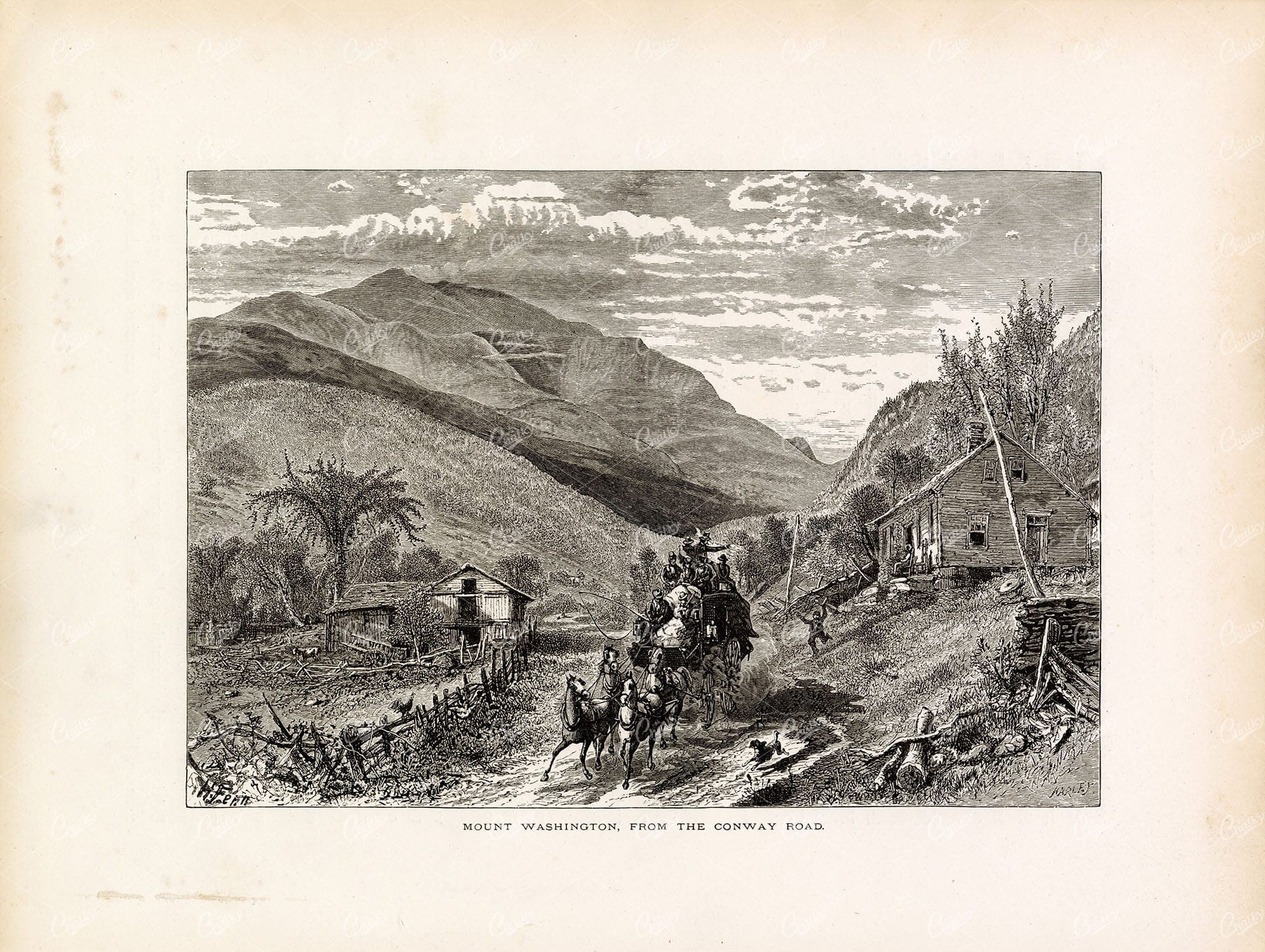 MOUNT WASHINGTON, from the Conway Road - Antique Landscape Print