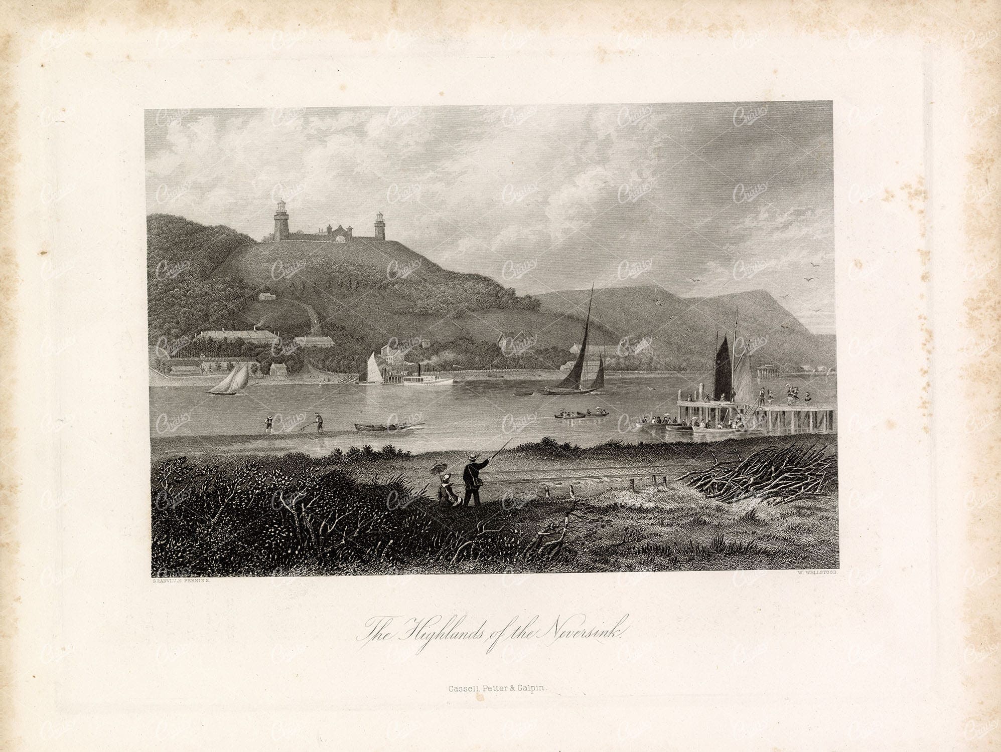 HIGHLANDS OF THE NEVERSINK - New Jersey - Antique Original Print 1874