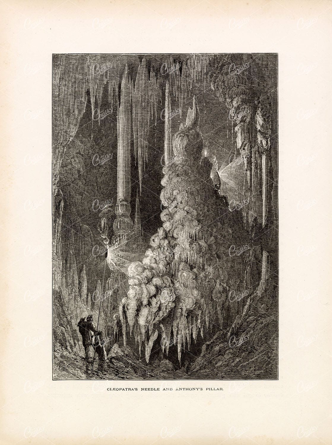 VIRGINIA - Rock Formations Weyer's Cave (Grand Caverns) - Antique Print