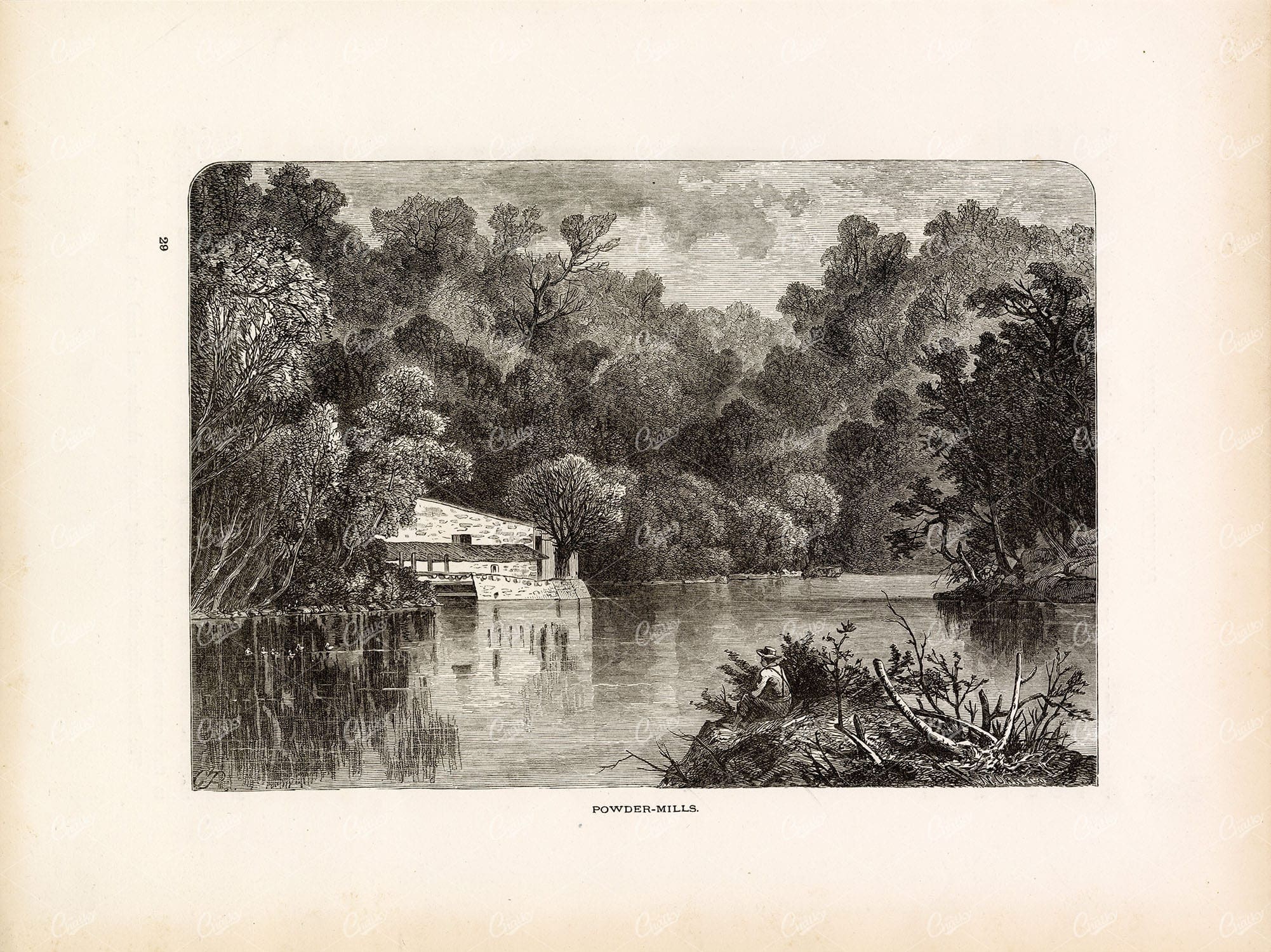 DELAWARE, Brandywine Creek - Powder Mills - 1874 Antique Print