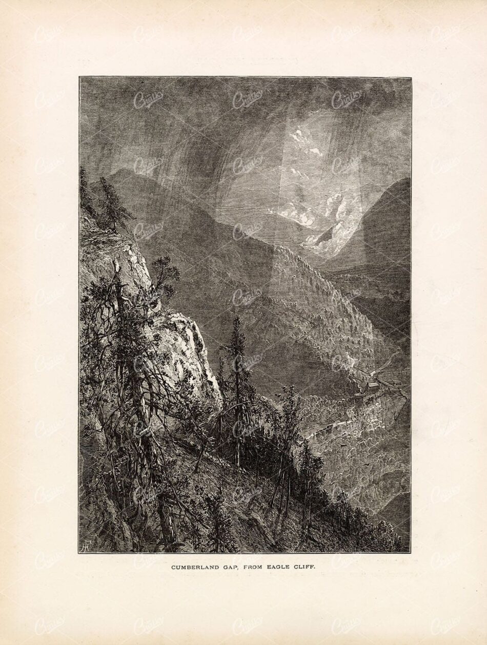 CUMBERLAND Mountains - Kentucky & Viriginia - Antique Landscape Print