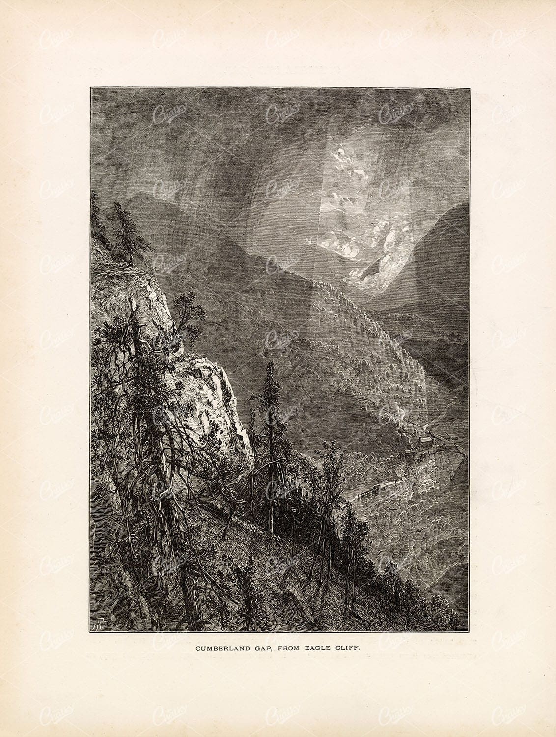 CUMBERLAND Mountains - Kentucky & Viriginia - Antique Landscape Print