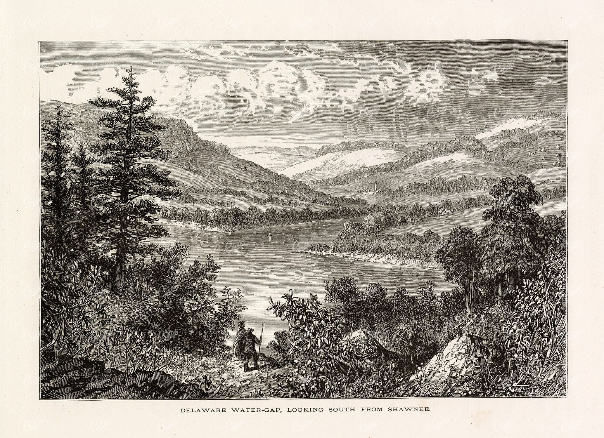 DELAWARE Water-Gap, Looking from Shawnee - Picturesque America 1874