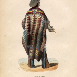 MEXICO - Homme De Puebla (Puebla Man) - Auguste Wahlen 1843 Art
