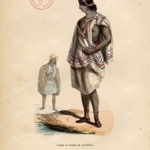GUATAMALEN Male and Female - Antique Native Fashion Print - 1843