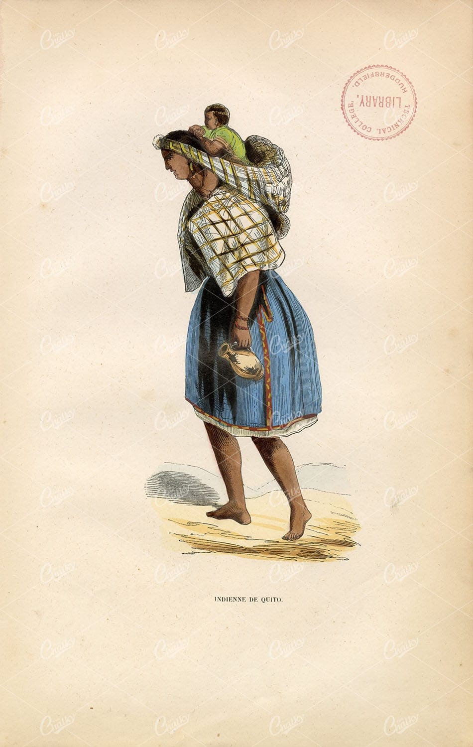 ECUADOR Native Female Fashion 1843 'Indienne De Quito' - Antique Print