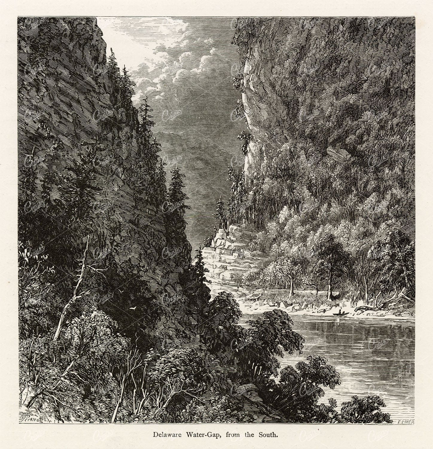 DELAWARE Water-Gap, Looking from the South - Picturesque America 1874