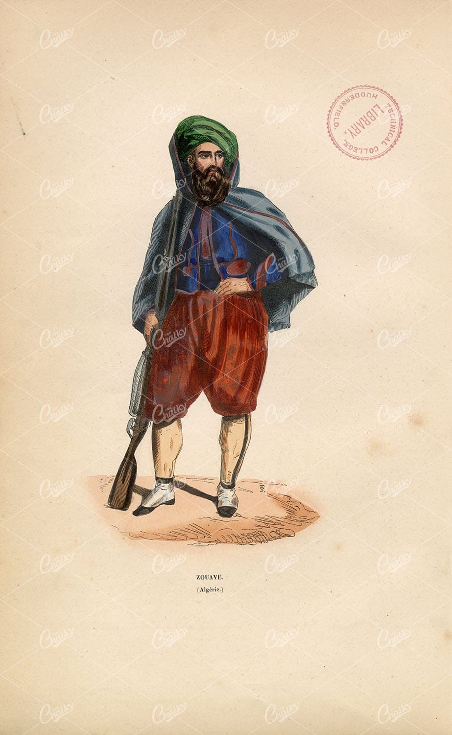 INFANTRY CORPS - Algeria - Native Military Uniform - 1843 Antique Print