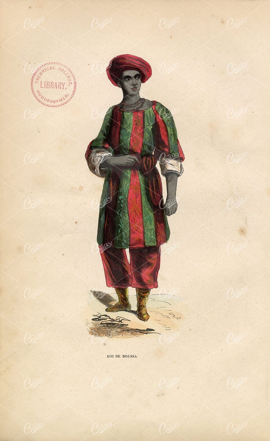 CENTRAL AFRICA - Kind of Boussa - Antique 1843 Fashion Print