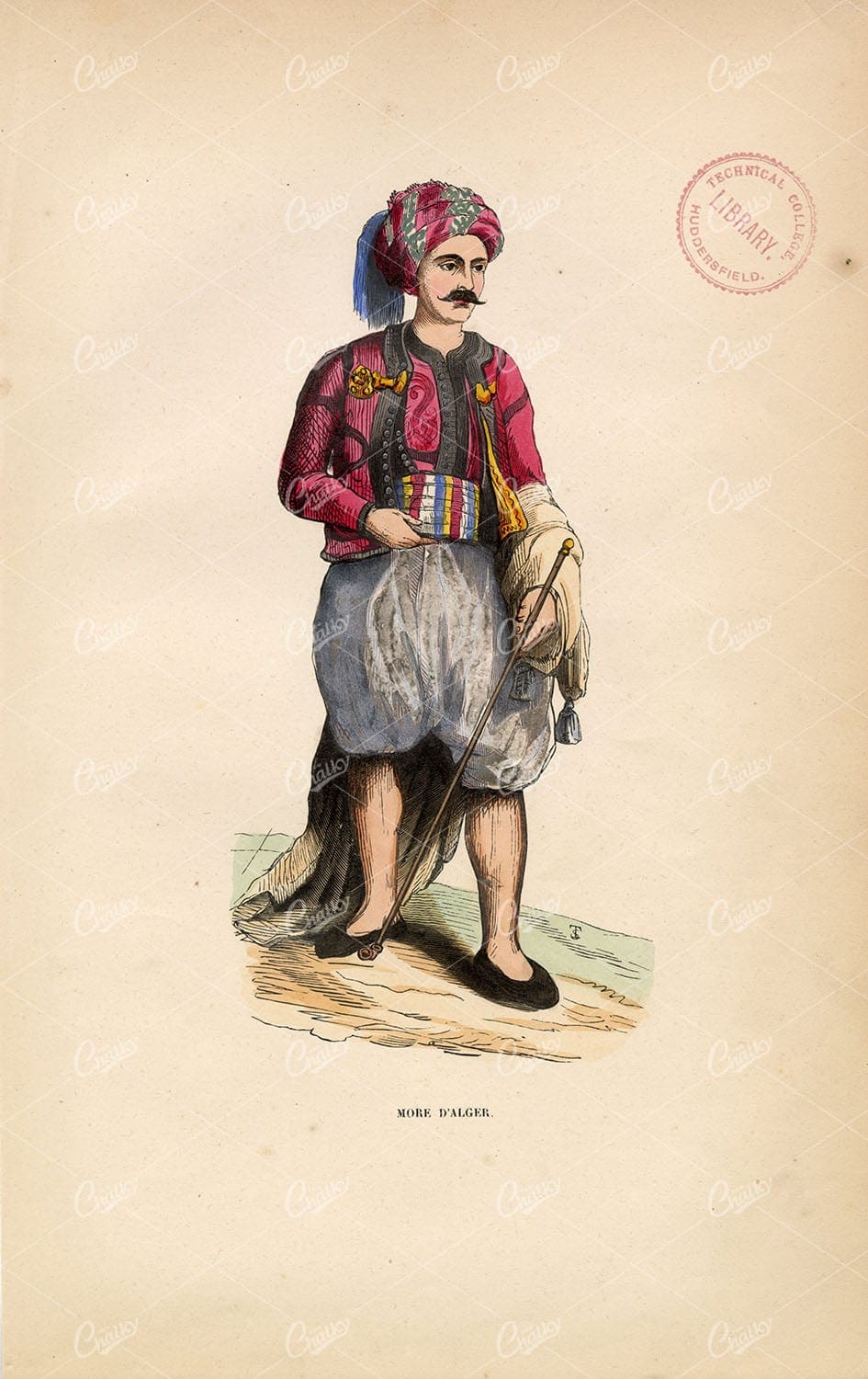 ALGIER, AFRICA - Antique Native Fashion Handcoloured Print 1843