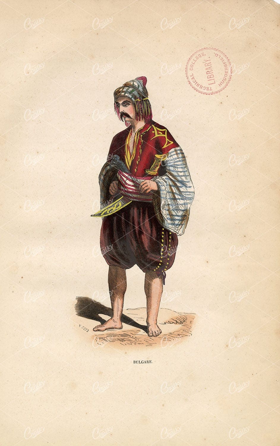 BULGARIAN MALE - Antique Handcoloured Native Fashion - Handcoloured 1843