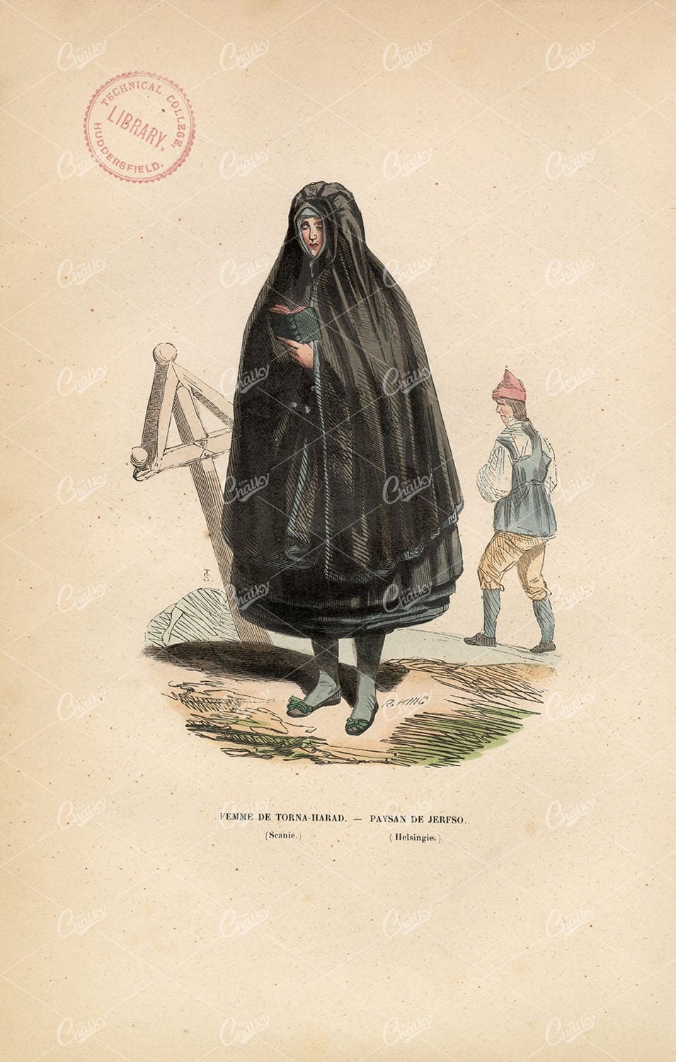 SCANDIVANIAN - Femme De Torna Harad, Paysan de Jerfso - Antique Print