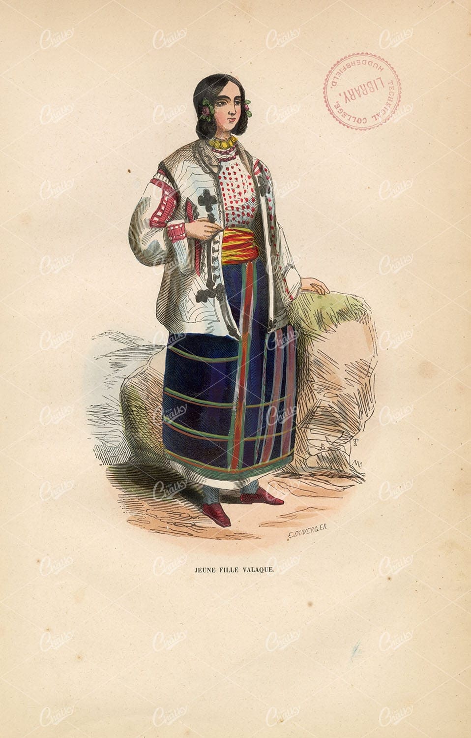 ROMANIA - Wallachian Native Girl - Handcoloured Fashion Print 1843