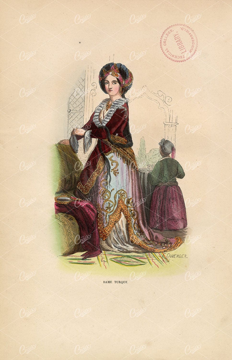 TURKEY - Turkish Lady - Native Handcoloured Fashion Print 1843