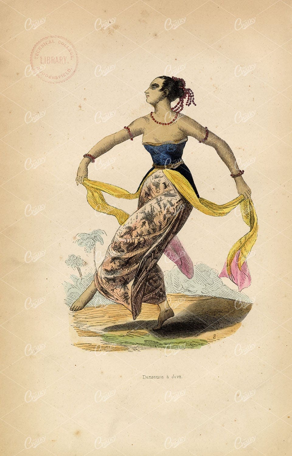 INDONESIA - Female Java Dancer - Native Costume / Fashion Print 1843