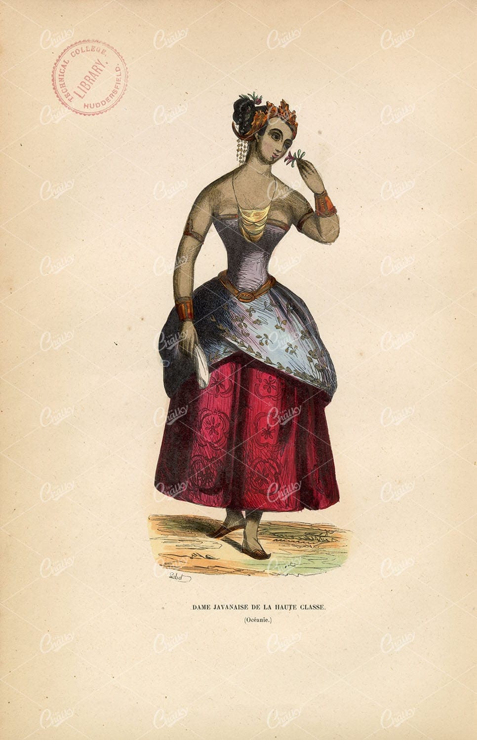 INDONESIA - High Class Javanese Lady - Native Fashion 1843 Print