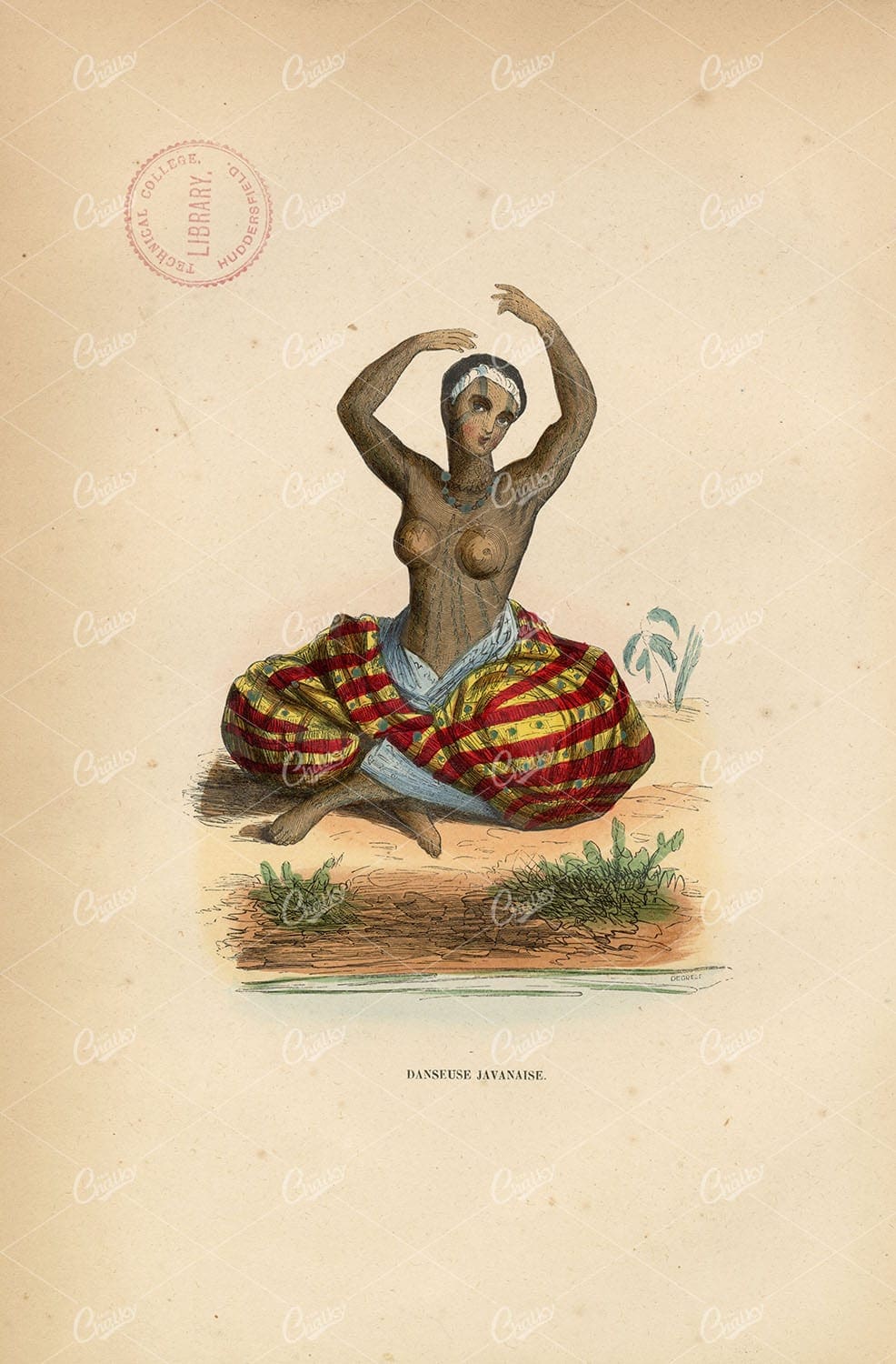 INDONESIA - Javanese Dancer - Native Costume / Fashion Print 1843