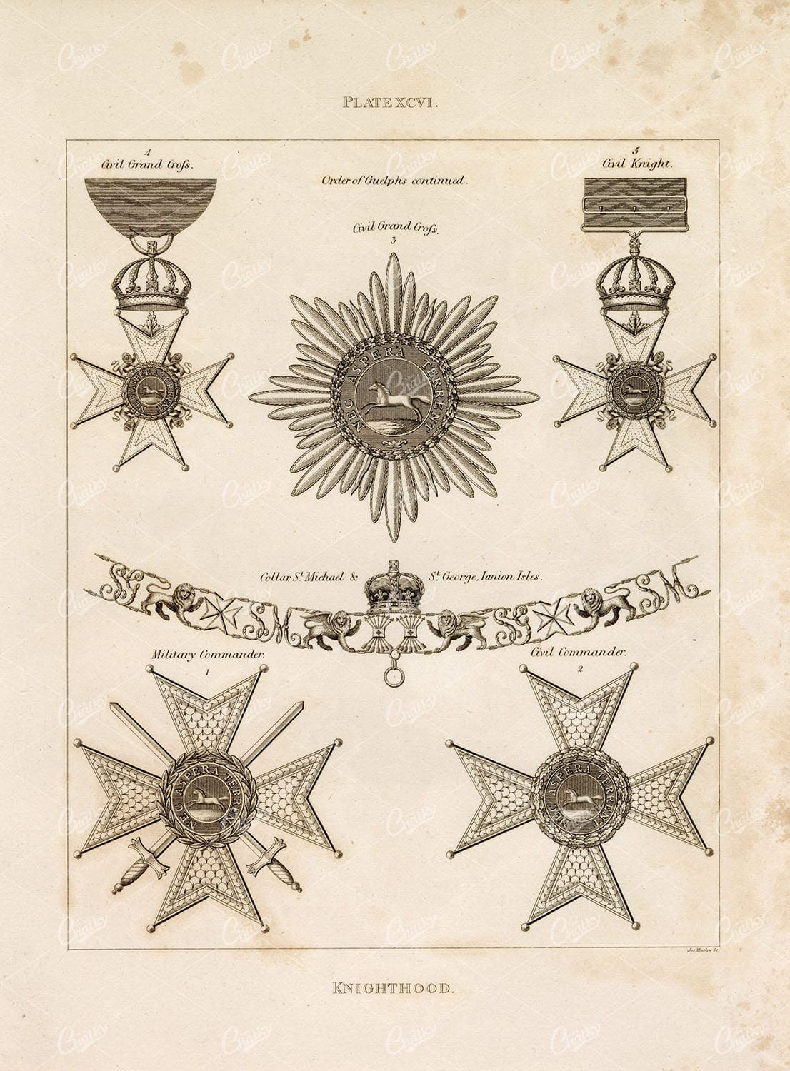 ANTIQUE HERALDRY - Knighthood - Order of Guelphs, Military Commander