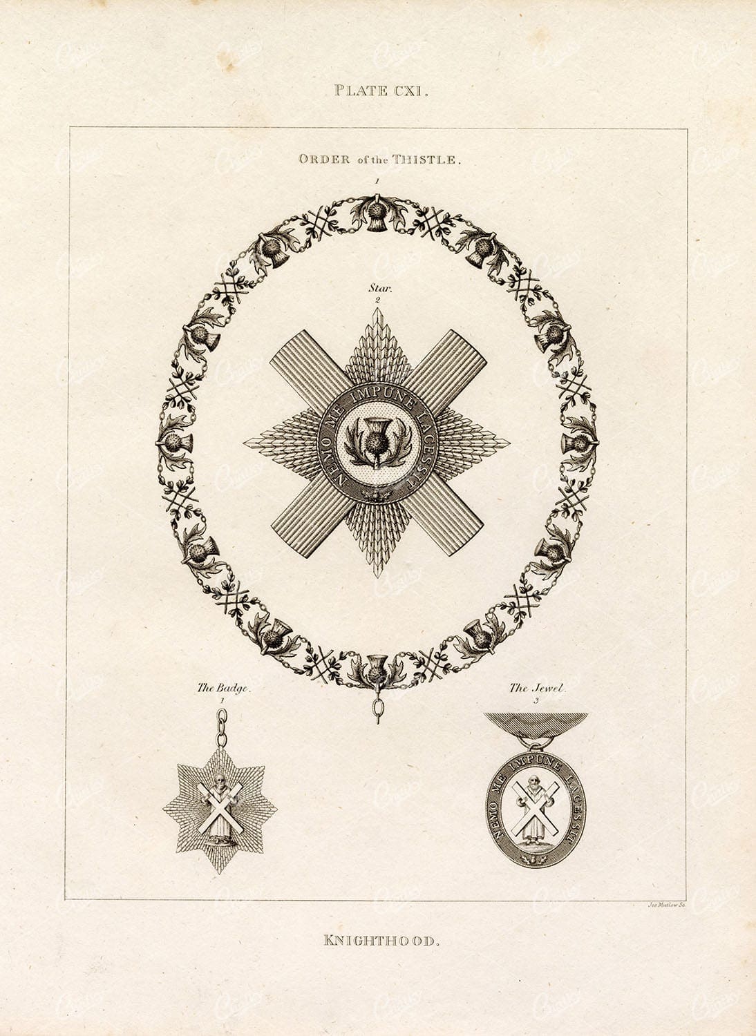 ANTIQUE HERALDRY - Knighthood - Order of the Thistle, Badge, Jewel, Star