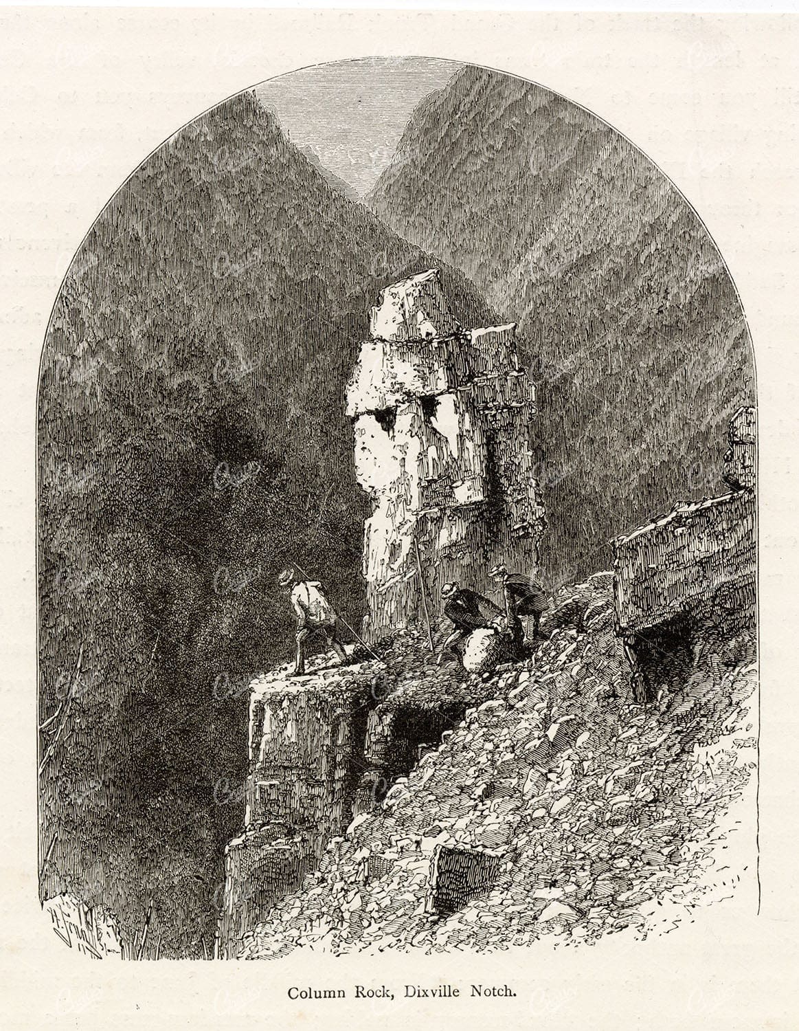 NEW HAMPSHIRE - Column Rock, Dixville Notch - 1874 American Engraving