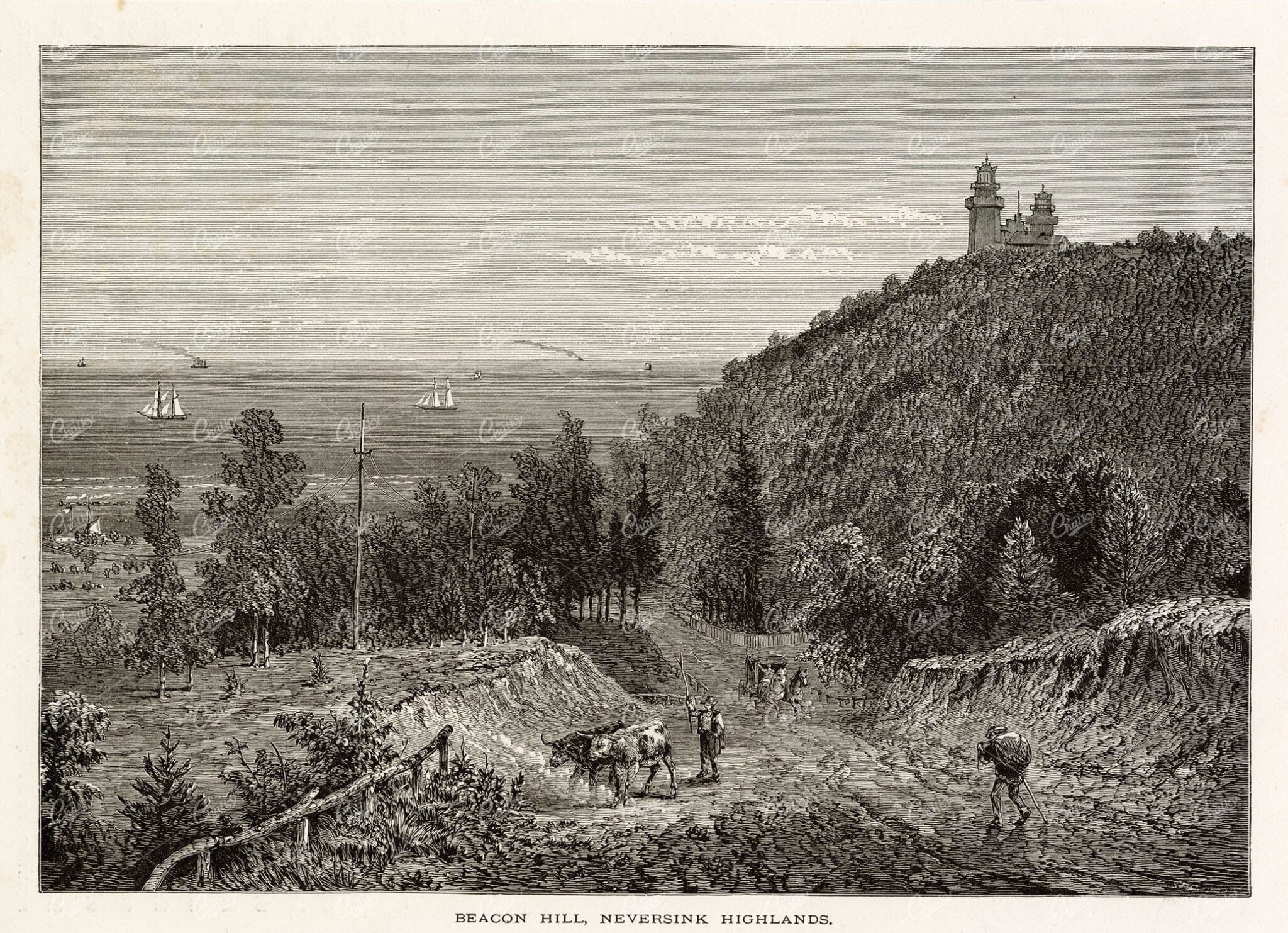 NEW JERSEY, Beacon Hill, Neversink Highlands, 1872. Coastal View