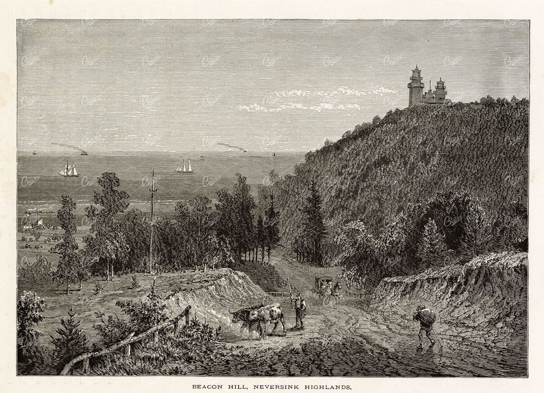 NEW JERSEY, Beacon Hill, Neversink Highlands, 1872. Coastal View