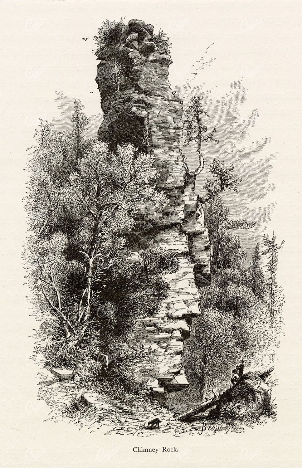 MICHIGAN - Chimney Rock in Mackinac Island State Park - 1874 Print