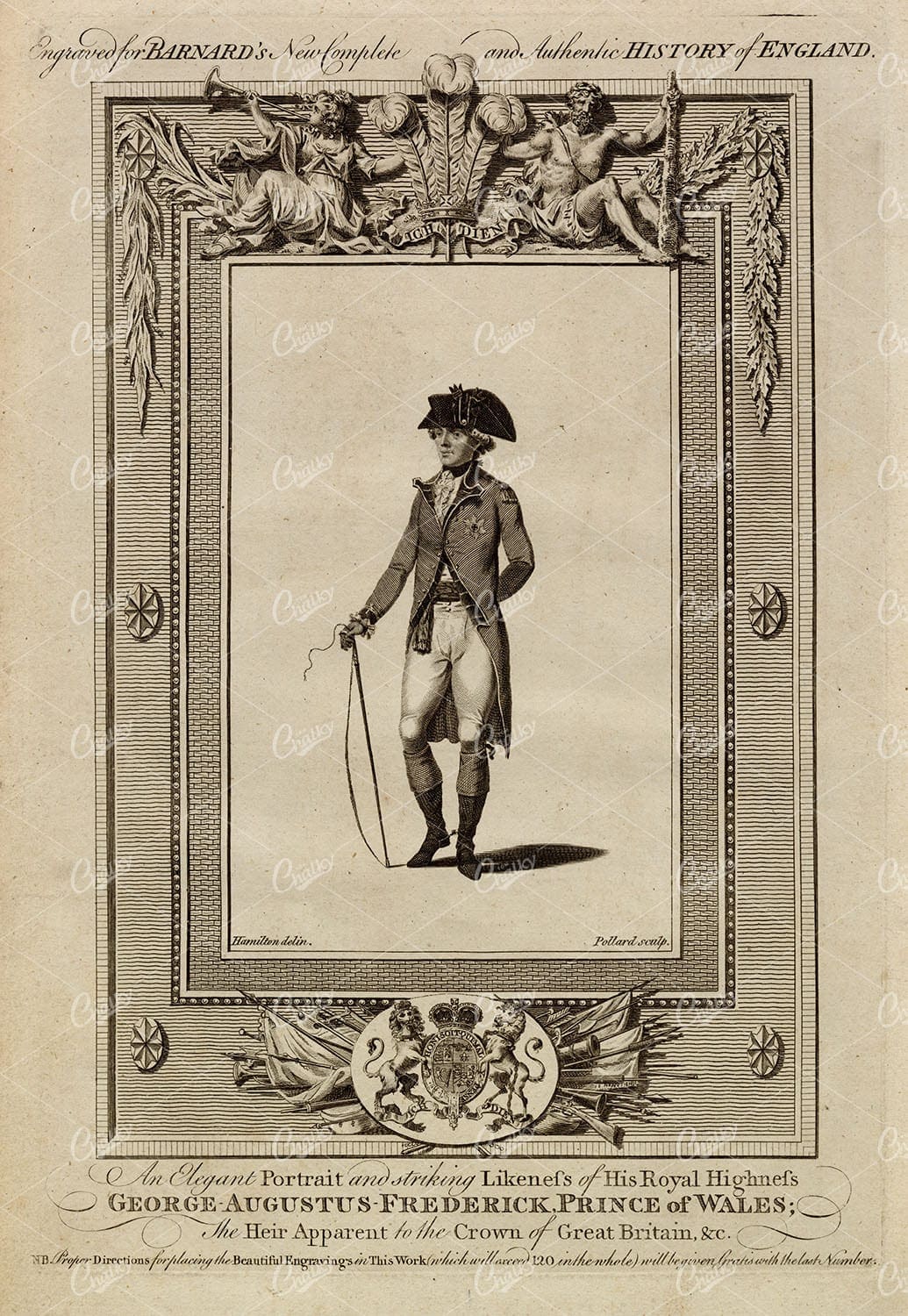 ANTIQUE Print - Portrait of George Augustus Frederick - Prince of Wales