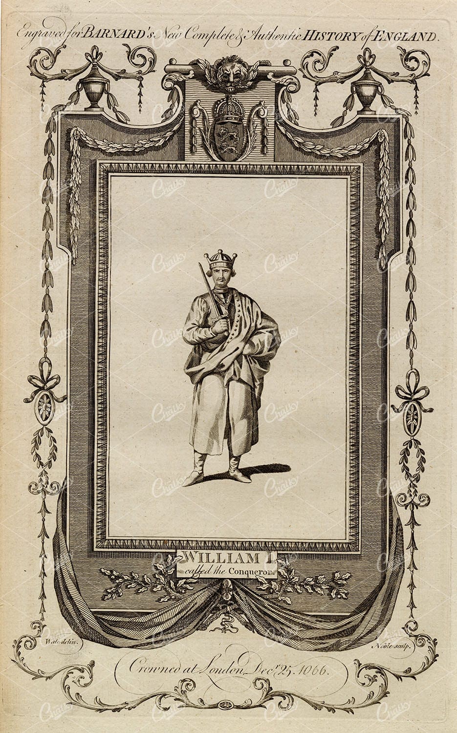 WILLIAM the Conqueror 1066 - 1783 Antique Engraving - History of England