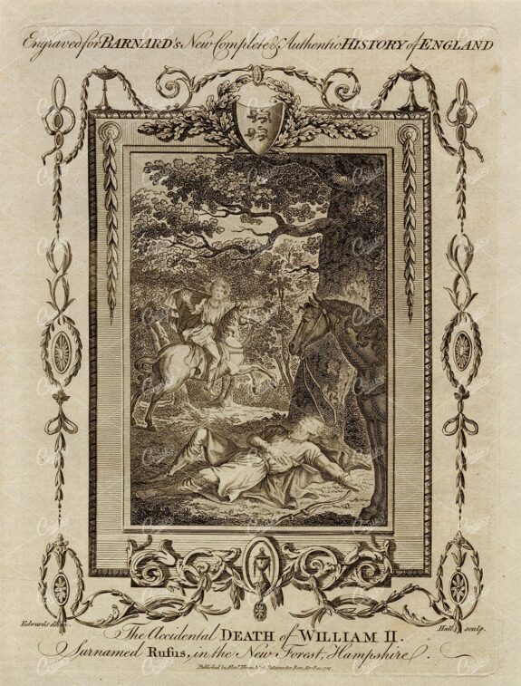 HISTORY OF ENGLAND - Accidental Death of William II - 1783 Print