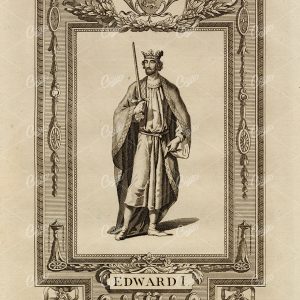 ANTIQUE 1783 Print of King Edward I - History of England Rare Engraving
