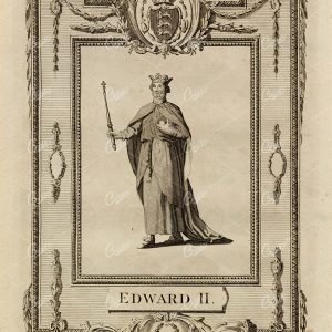 ANTIQUE 1783 Print of King Edward II - History of England Rare Engraving