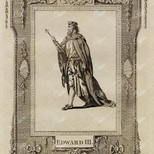 EDWARD III - King of England Portrait - Antique 1783 Print
