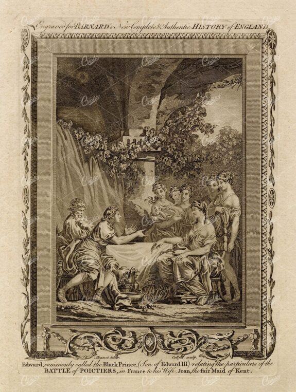 THE BLACK PRINCE the Battle of Poictiers - Antique 1783 Historical Print