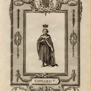 EDWARD V - The King of England Portrait - History of England Antique Print