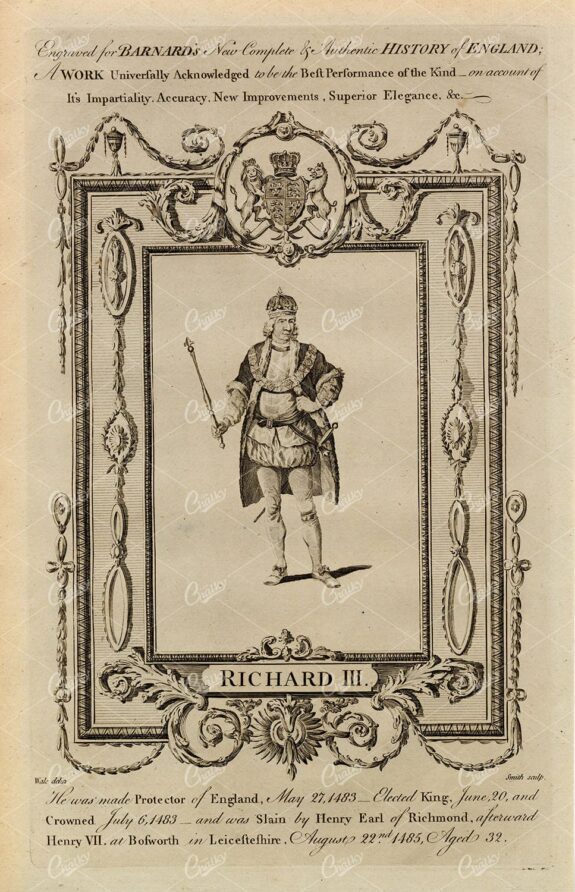 RICHARD III - Protector and King of England - Historial Antique Print 1783