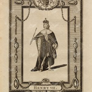 HENRY VII - The King of England Portrait - Antique History Print 1783