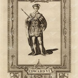 EDWARD VI - The King of England Portrait - Vintage History Print 1783