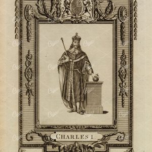 CHARLES I - The King of England Portrait - Antique History Print 1783